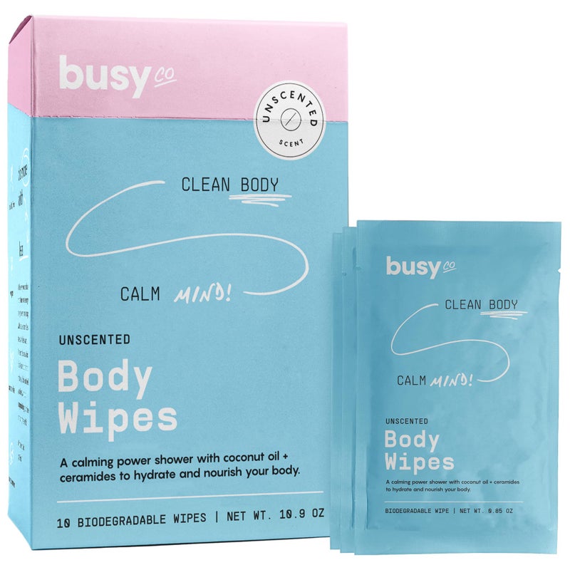 BUSYCO Calm Body Wipes for Women - Cleansing Large Wash Cloth - Extra Thick & Moist - Armpit Sweat Cloths for Body Odor - No Rinse, No Shower - Unscented - Ceramides & Coconut Oil - Image 1